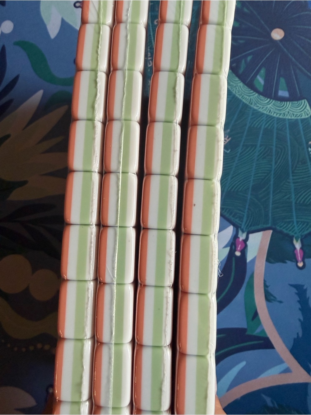 Coral Pink, Green and Light Blue Mahjong Tiles - Picture 3 of 7